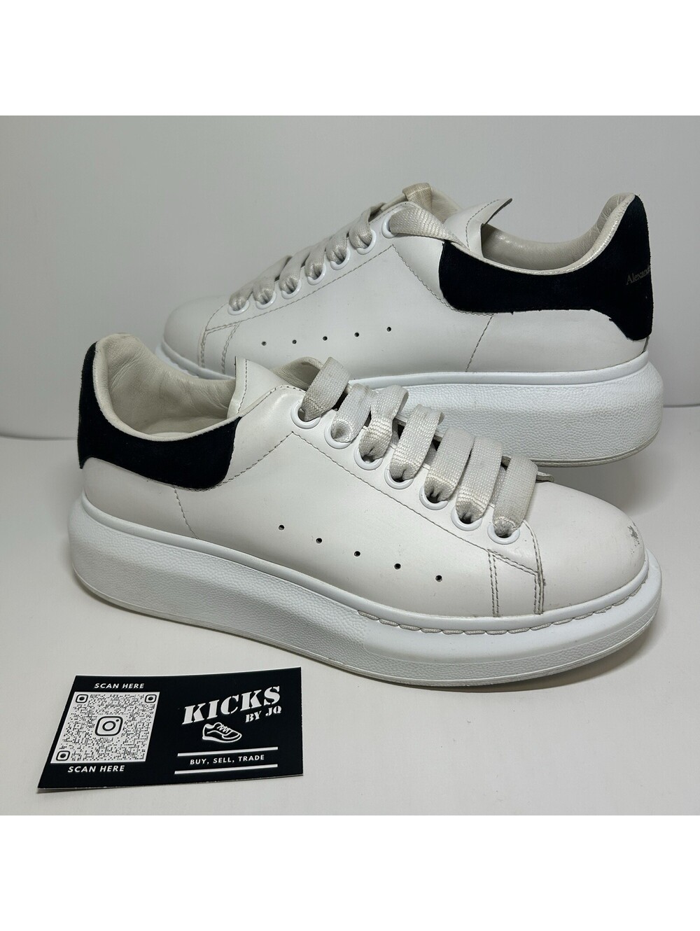 Alexander McQueen Oversized Sneaker White Leather Black Heel - Size 36 (6US)